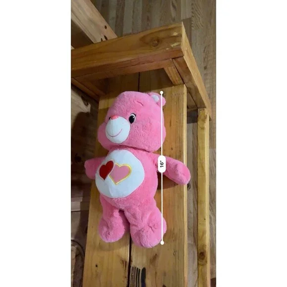 Care Bears Love A Lot Bear 14" Plush Stuffed Animal Toy Double Hearts Pink 2015 - Picture 9 of 9